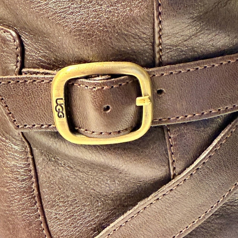 UGG Australia Beryl Leather Brown Riding Boots Size 6 - Picture 6 of 10
